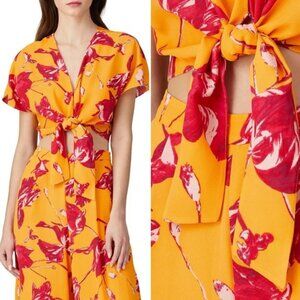 Color Me Courtney Lori Crop Top 0 Yellow Orchid Wrap Tie Front